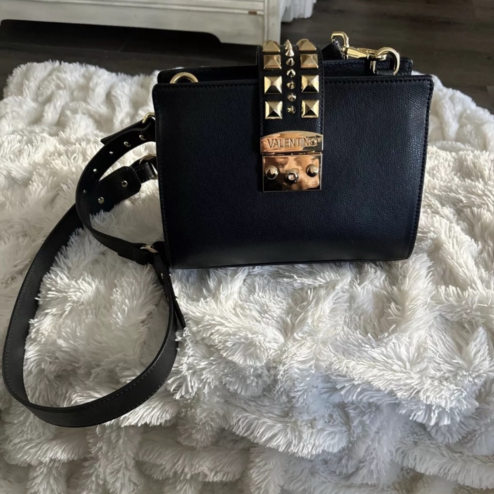 Valentino Black Leather Studded Crossbody